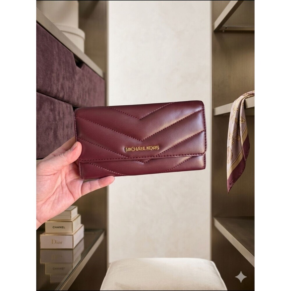 Michael Kors Jet Set Travel Large Trifold Wallet - Oxblood (NWT)